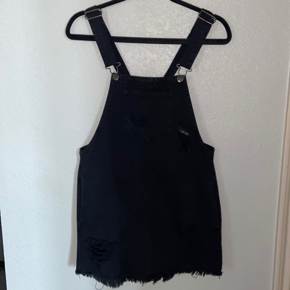 Cello black denim skirt overall